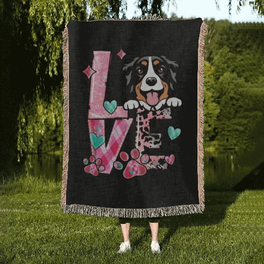 Belgian Malinois Dog I Love My Dog Valentines Day Woven Blankets
