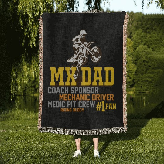 Mx Dad Motocross Supercross Papa Woven Blankets