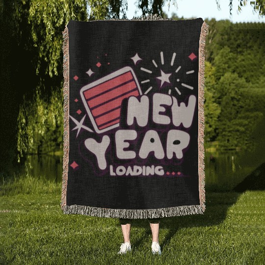 NYE New Year Loading Cheers To Festive New Year's Woven Blankets