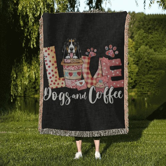 Basset Dog Coffee Lover Dog Mom Valentines Day Woven Blankets