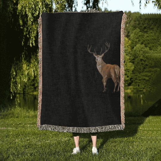 Rack Hunter Whitetail Deer Elk Buck Hunt Hunter Woven Blankets