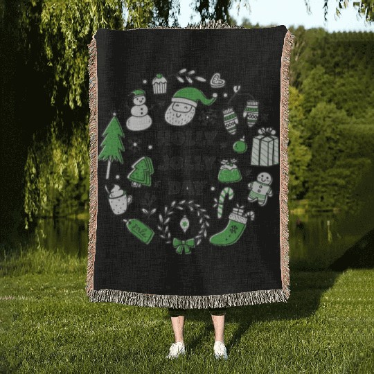 Holly Jolly Day Woven Blankets