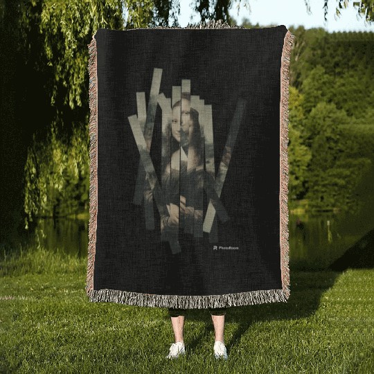 women photo in lines Woven Blankets