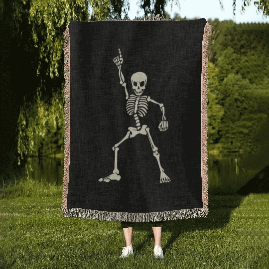 Dancing skeleton Woven Blankets