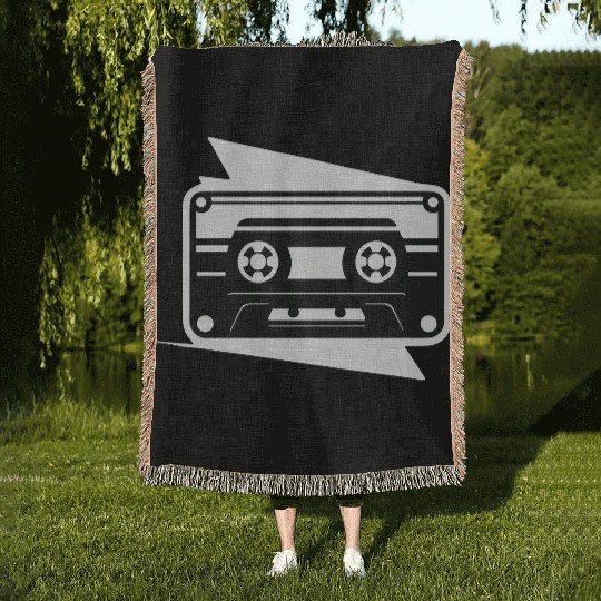 A vintage-inspired illustration of cassette tape Woven Blankets