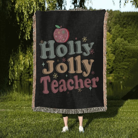 Holly Jolly Teacher Woven Blankets