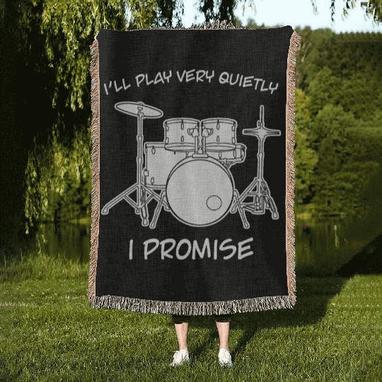 Drummer Drum Drumset Drums Woven Blankets