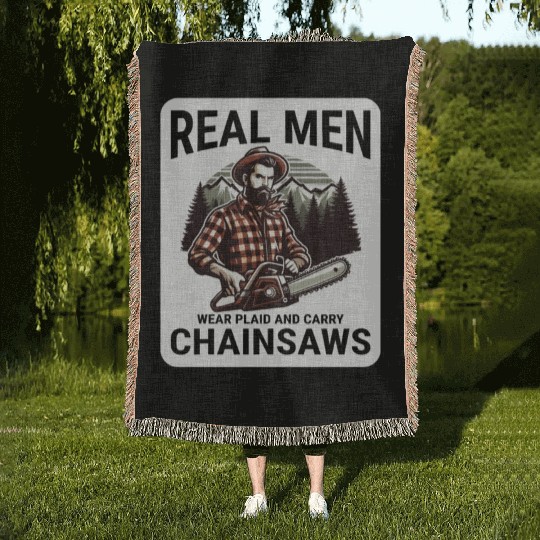 Lumberjack Woodworker Woodcutter Chainsaw Arborist Woven Blankets
