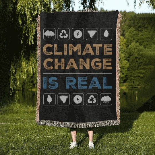 Environment climate is real Woven Blankets