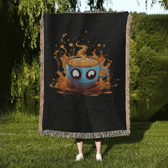 Coffee The Real Breakfast Of Champions Woven Blankets