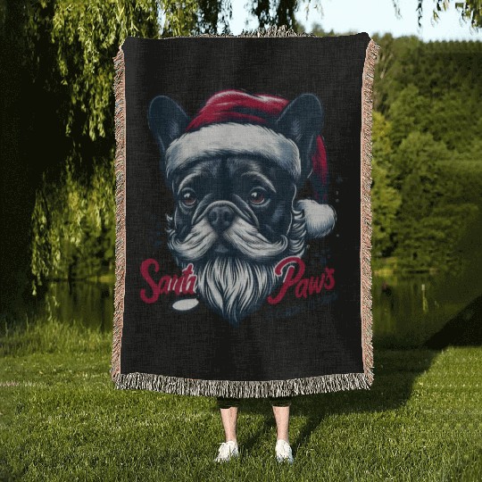SANTA PAWS IS COMING TO TOWN Woven Blankets