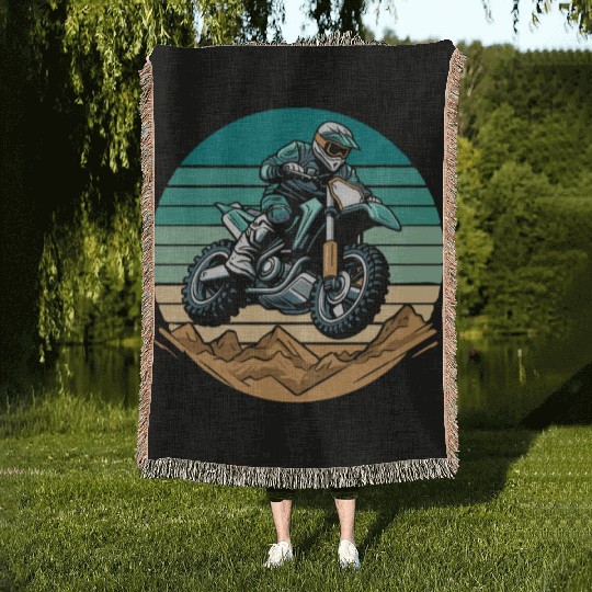 Dirt Bike Mx Motocross Supermoto Woven Blankets