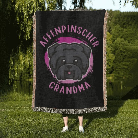 Affenpinscher Grandma Monkey Terrier Dog Woven Blankets