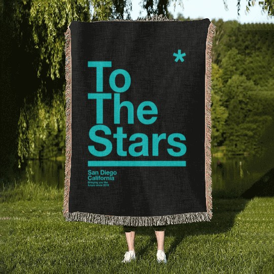 To The Stars Light Blue Woven Blankets
