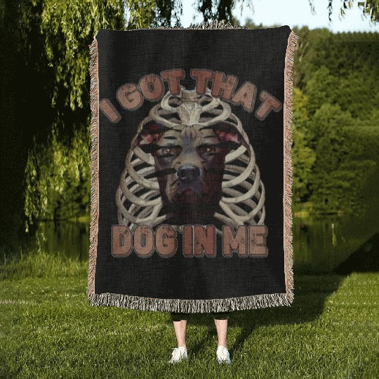 I Got That Dog In Me - Funny Pitbull Dog Meme Woven Blankets