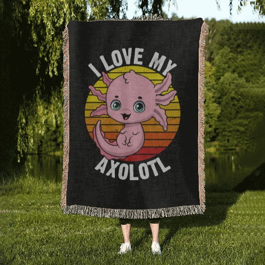 I Love My Axolotl in Retro Woven Blankets