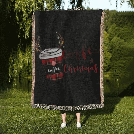 Christmas coffee first Woven Blankets