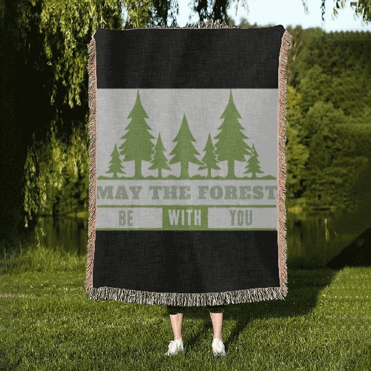 May The Forest Be With You Woven Blankets