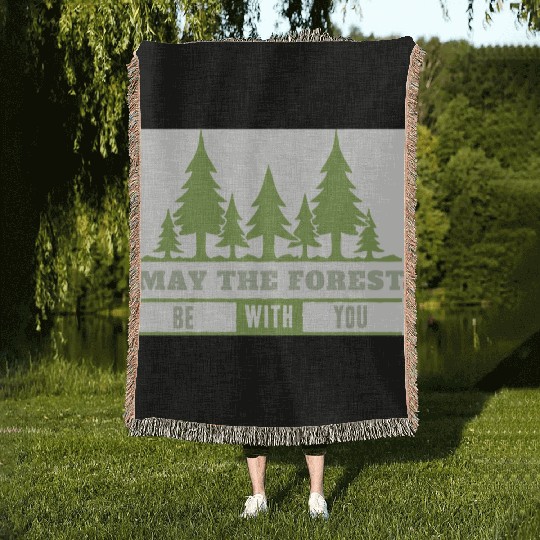 May The Forest Be With You Woven Blankets