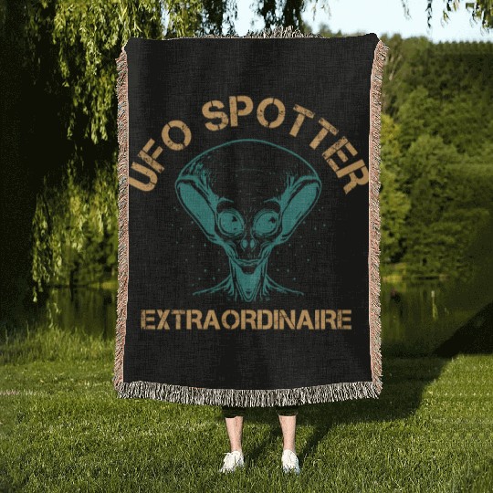 Alien, Aliens, UFO, UAP, Space Unknown Flight Woven Blankets