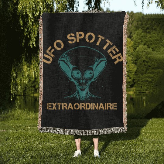 Alien, Aliens, UFO, UAP, Space Unknown Flight Woven Blankets
