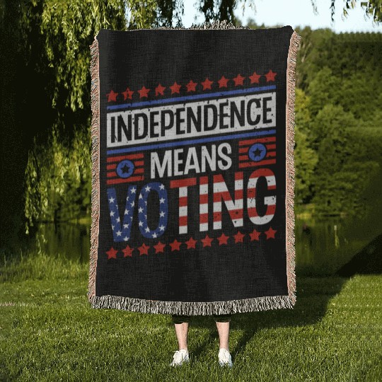 Independence Means Voting American Flag Voter Vote Woven Blankets