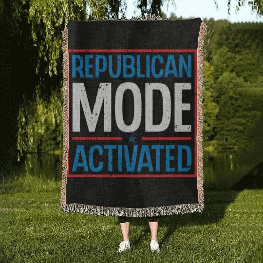 Republican Mode Activated American Voter Voting Woven Blankets
