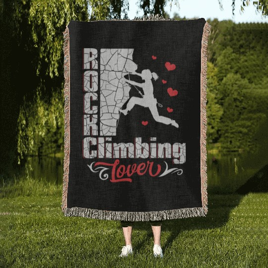 Rock Climbing Lover Woven Blankets