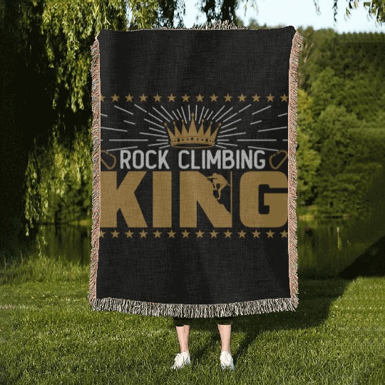 Rock Climbing King Woven Blankets