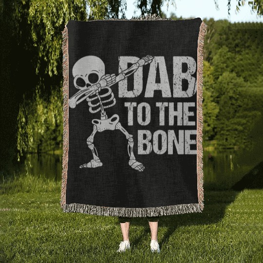 Dab To The Bone Dancing Skeleton Halloween Woven Blankets