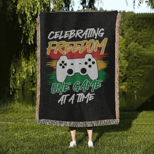 Controller Celebrating Freedom One Game at a Time Woven Blankets