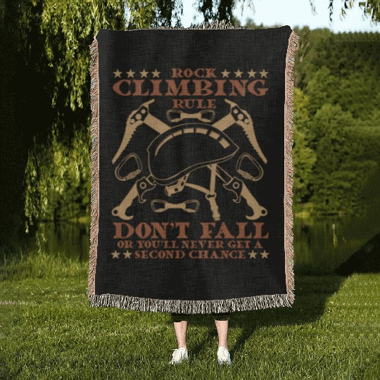 rock climbing rule don't fail Woven Blankets