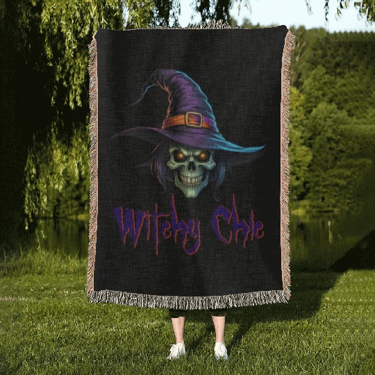 Halloween witch hat Woven Blankets Design