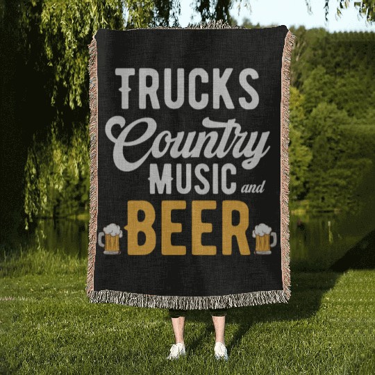 Trucks Country Music And Beer Cowgirl Classical Woven Blankets
