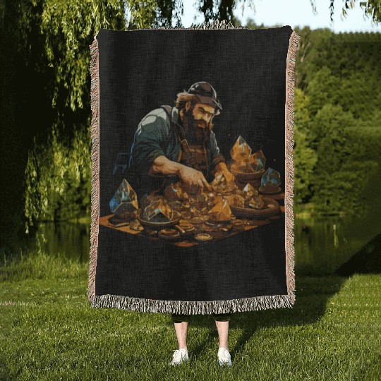 Lapidary Artist Gemstone Stone Collecting Stone Woven Blankets