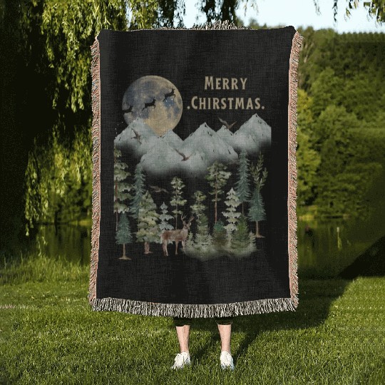 Merry Christmas 2 black (2) Woven Blankets
