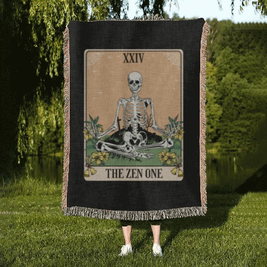 Funny Tarot Card Yoga Meditation Zen Woven Blankets