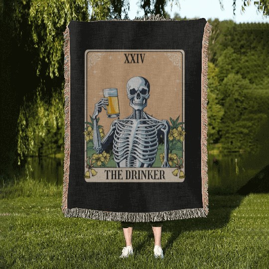 Funny Tarot Card Craft Beer Alcohol Woven Blankets