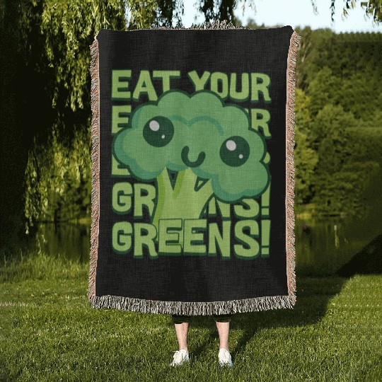 Eat Your Greens! Kawaii Broccoli Woven Blankets
