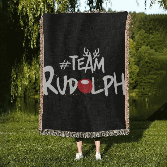 Team Rudolph Funny Christmas Reindeer Lover Meme Woven Blankets