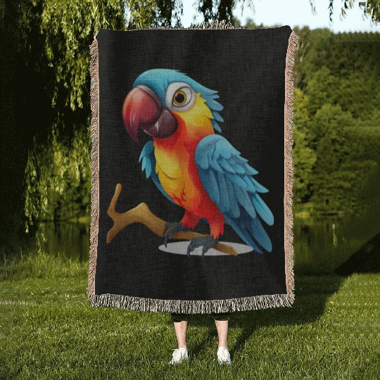 Macaw Parrot for a Bird Lover Animal Lover Woven Blankets