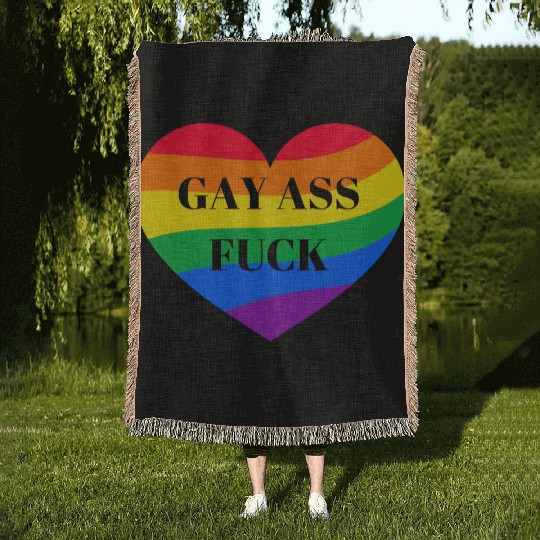 Rainbow Heart Gay Woven Blankets