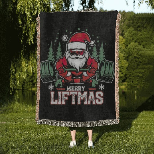 merry liftmas ugly christmas funny,Gym Workout Woven Blankets