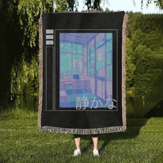 Lofi Soft Pastel Aesthetic Japan School Otaku Anim Woven Blankets