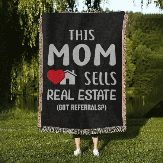 Mothers day real estate mom Woven Blankets