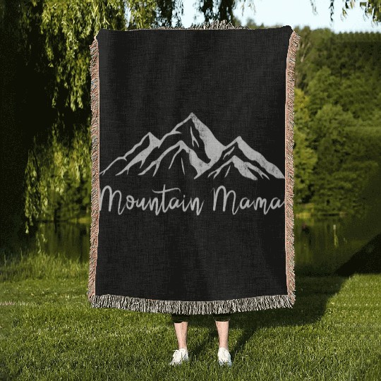 Mothers day mountain mama Woven Blankets
