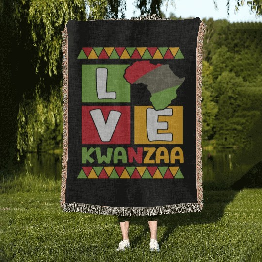Happy Kwanzaa Vibes Black Heritage Holiday Woven Blankets