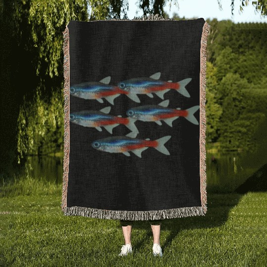 Neon Tetra Fish Bright Color Freshwater Sea Life Woven Blankets