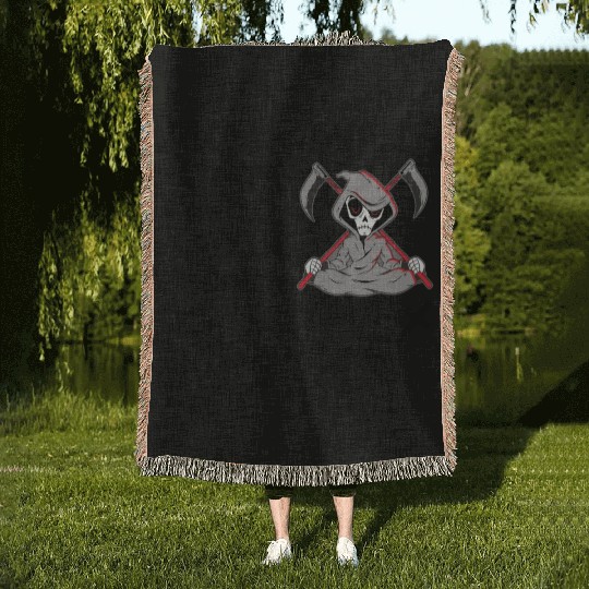 Grim Reaper Funny, Working With People Woven Blankets