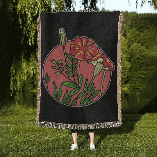 Mexican Marigold Nature Lover Gift Woven Blankets